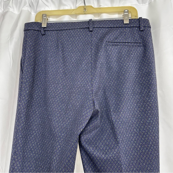 Theory Tailored Diamond Print Trellis Knit Trouser Pants Navy Heather Grey sz 10 - Picture 7 of 9